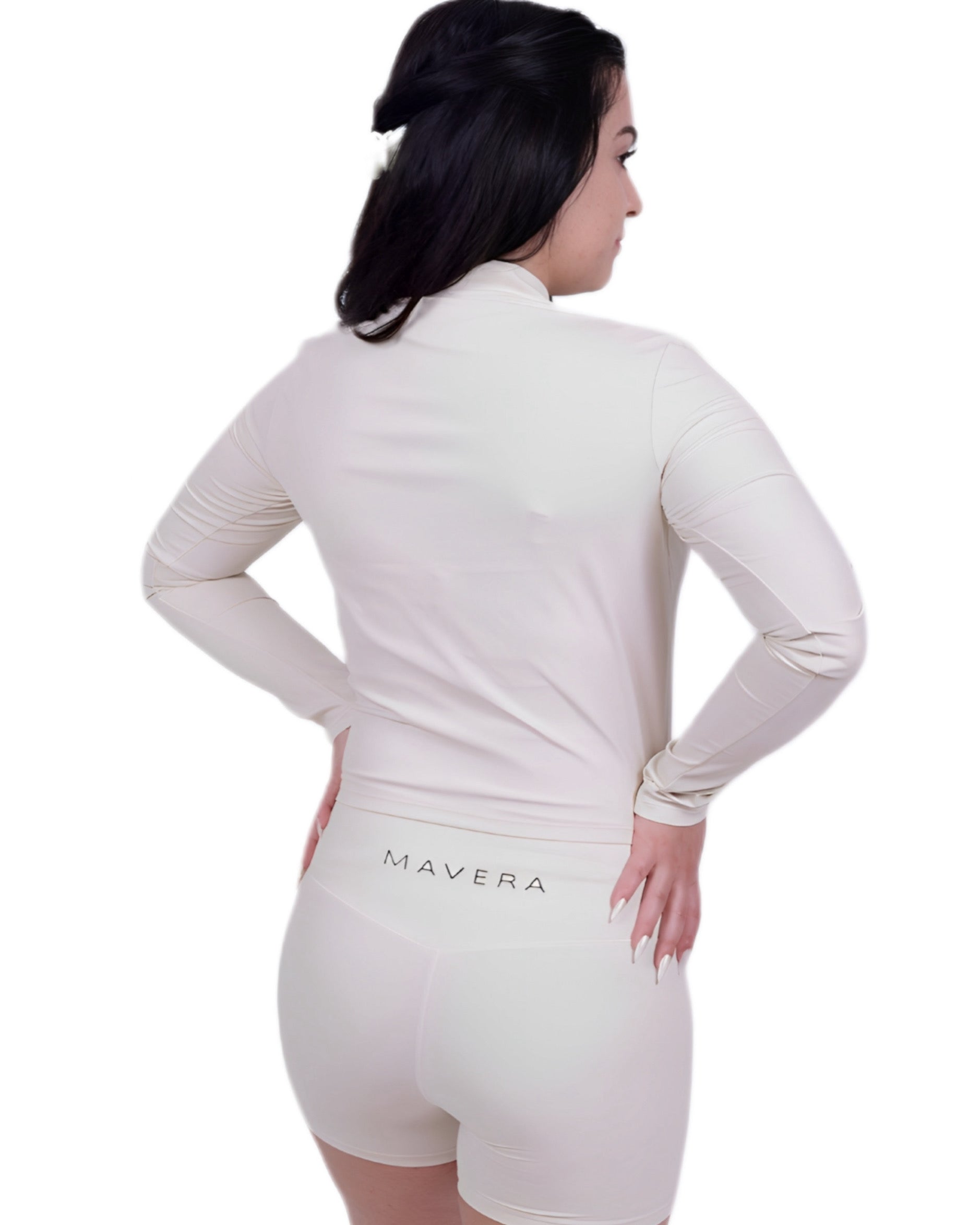 Second Skin™ Sportjacke Ivory – Figurformend & Schweißableitend