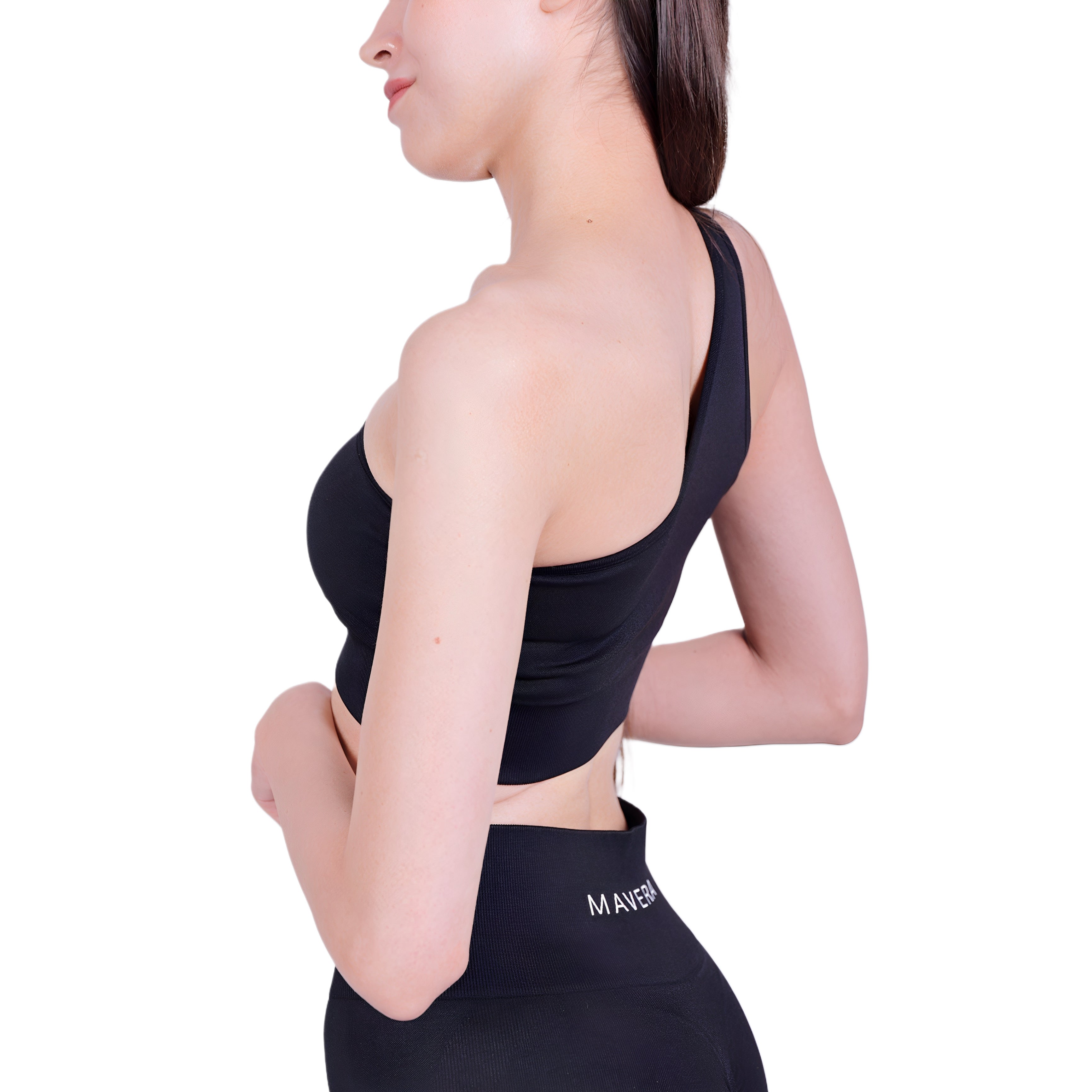Sweat Scrunch™ One Shoulder Top Black – Asymmetrical & Stretch Fit