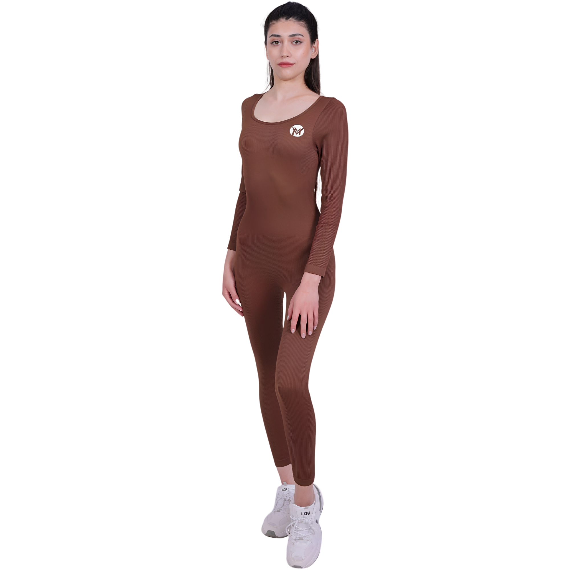 Tone Suite™ One-Piece Brown – Figure-hugging, Ribbed & Breathable
