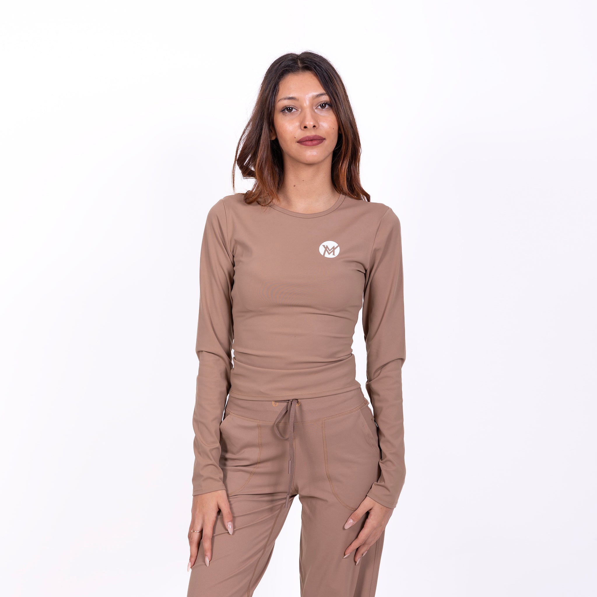 Flow Soul Activewear Top– Brown | Seamless, Sustainable & Sculpting Comfort for Yoga & Fitness