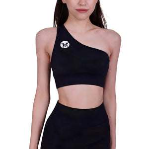 Sweat Scrunch™ One Shoulder Top Black – Asymmetrical & Stretch Fit