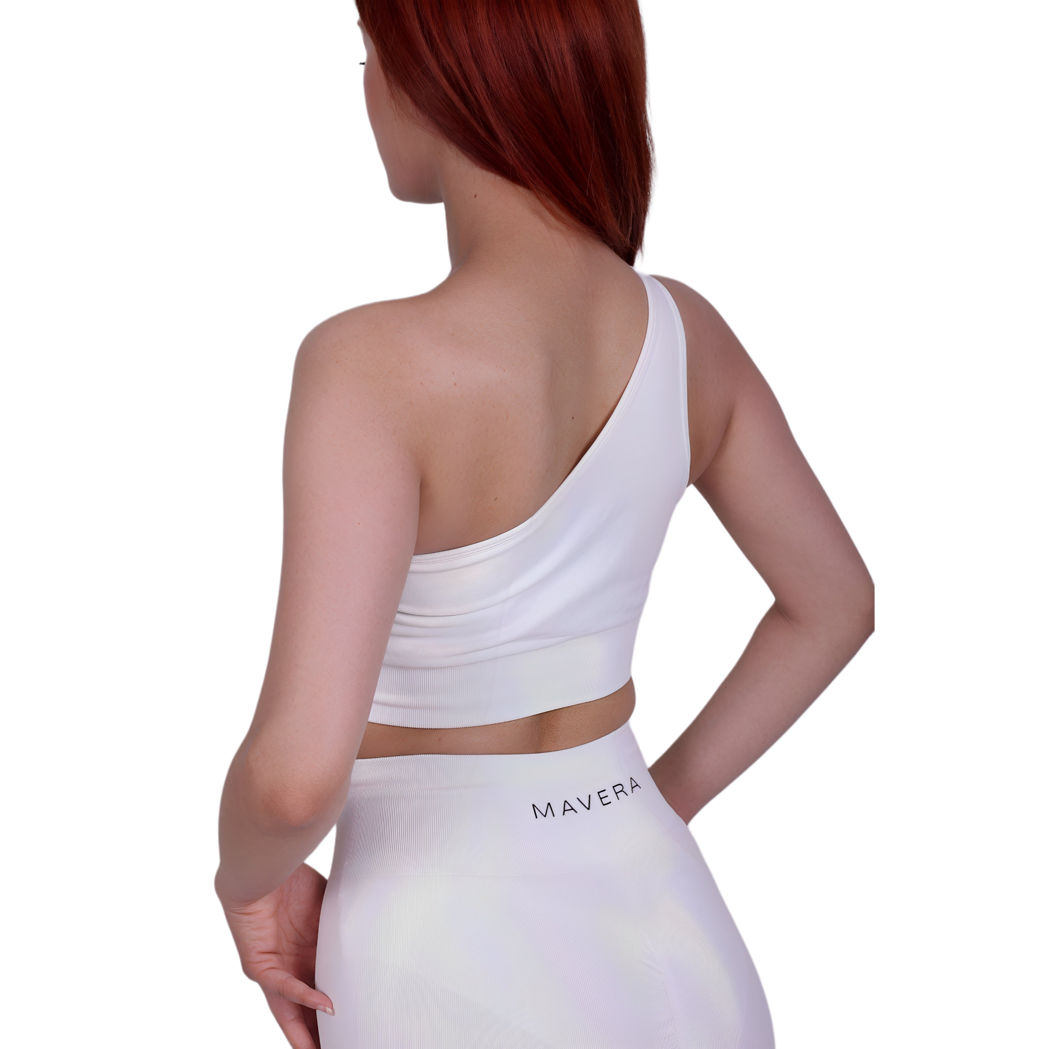 Sweat Scrunch™ One Shoulder Top White – Asymmetrical & Stretch Fit