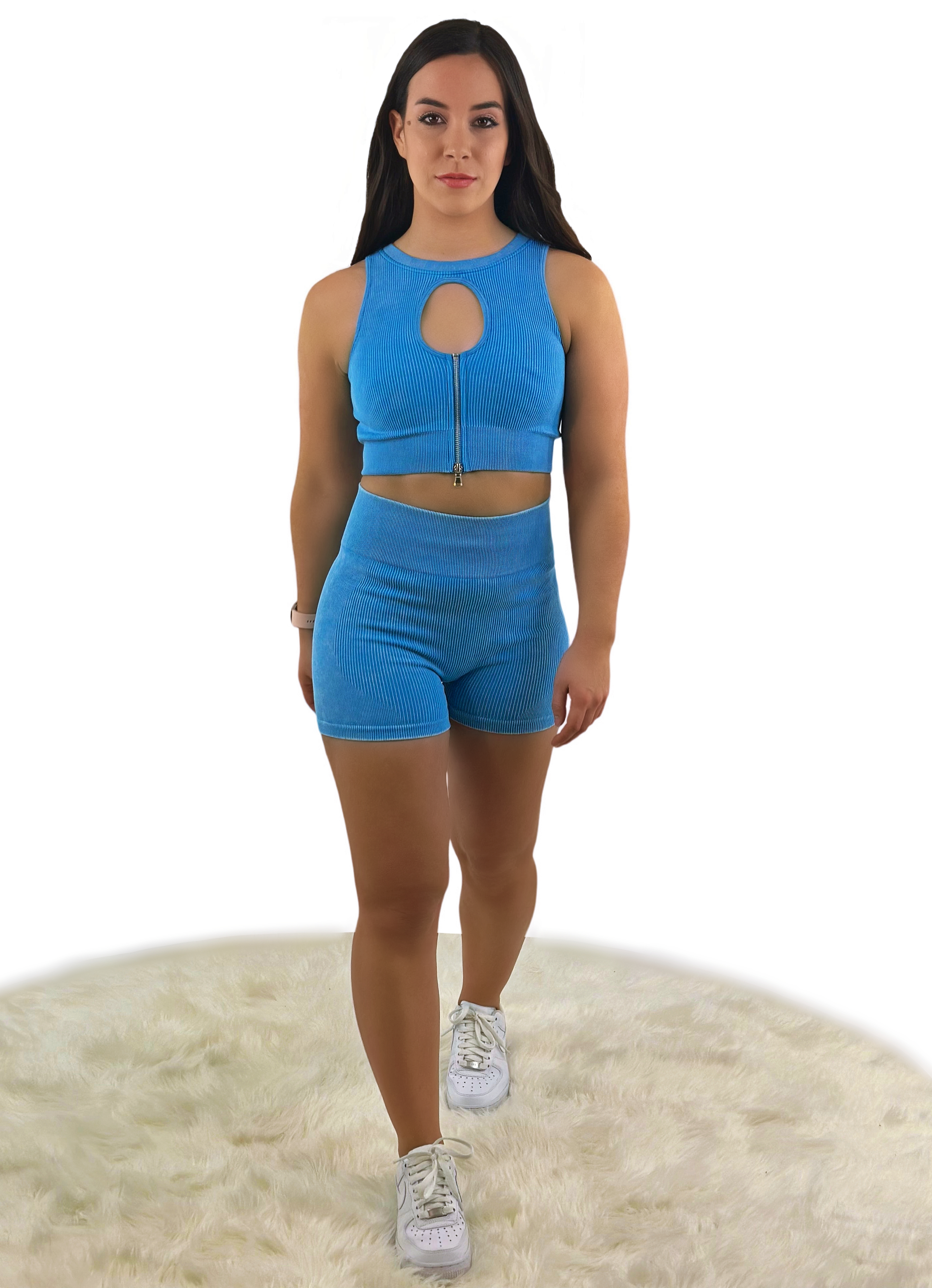 Eminence Activewear Top – Blue | Seamless, Sustainable &amp; Breathable for Women | Quick-dry athleisure fit