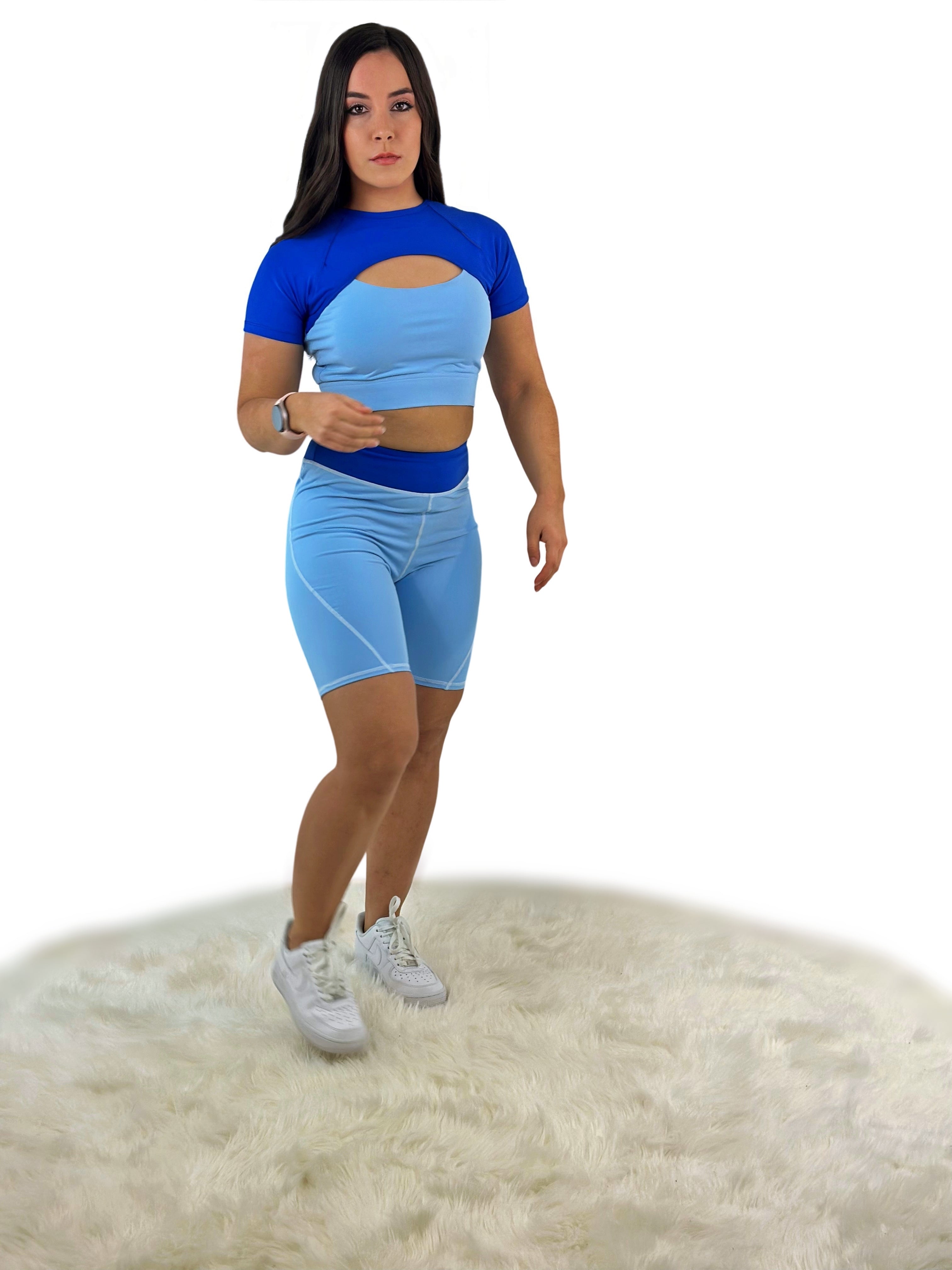 Rara Back Kurze Leggings - Blue - „Nahtlos & weich – für Yoga, Fitness, Alltag.“