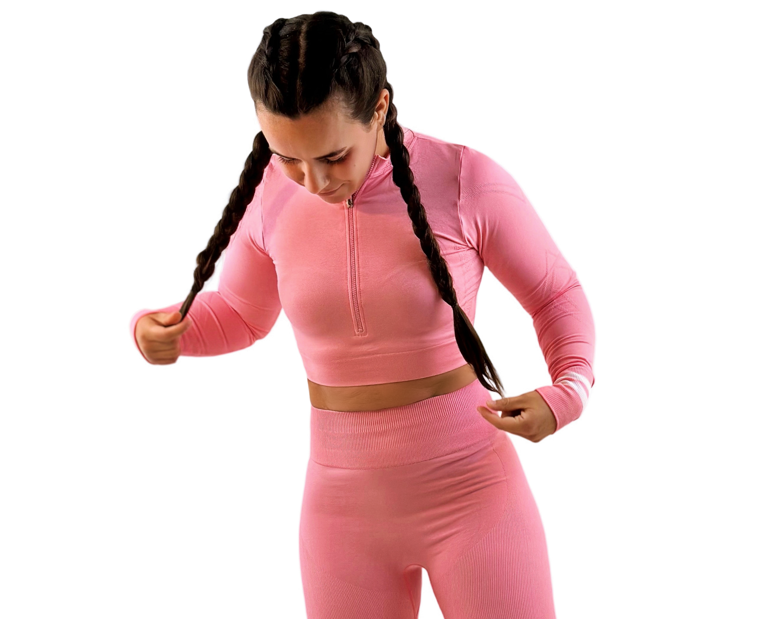 Smash Stripe Seamless Activewear Top – Light Pink | Fluttering Sculpt Fit for Studio, Street &amp; Self-Care Days