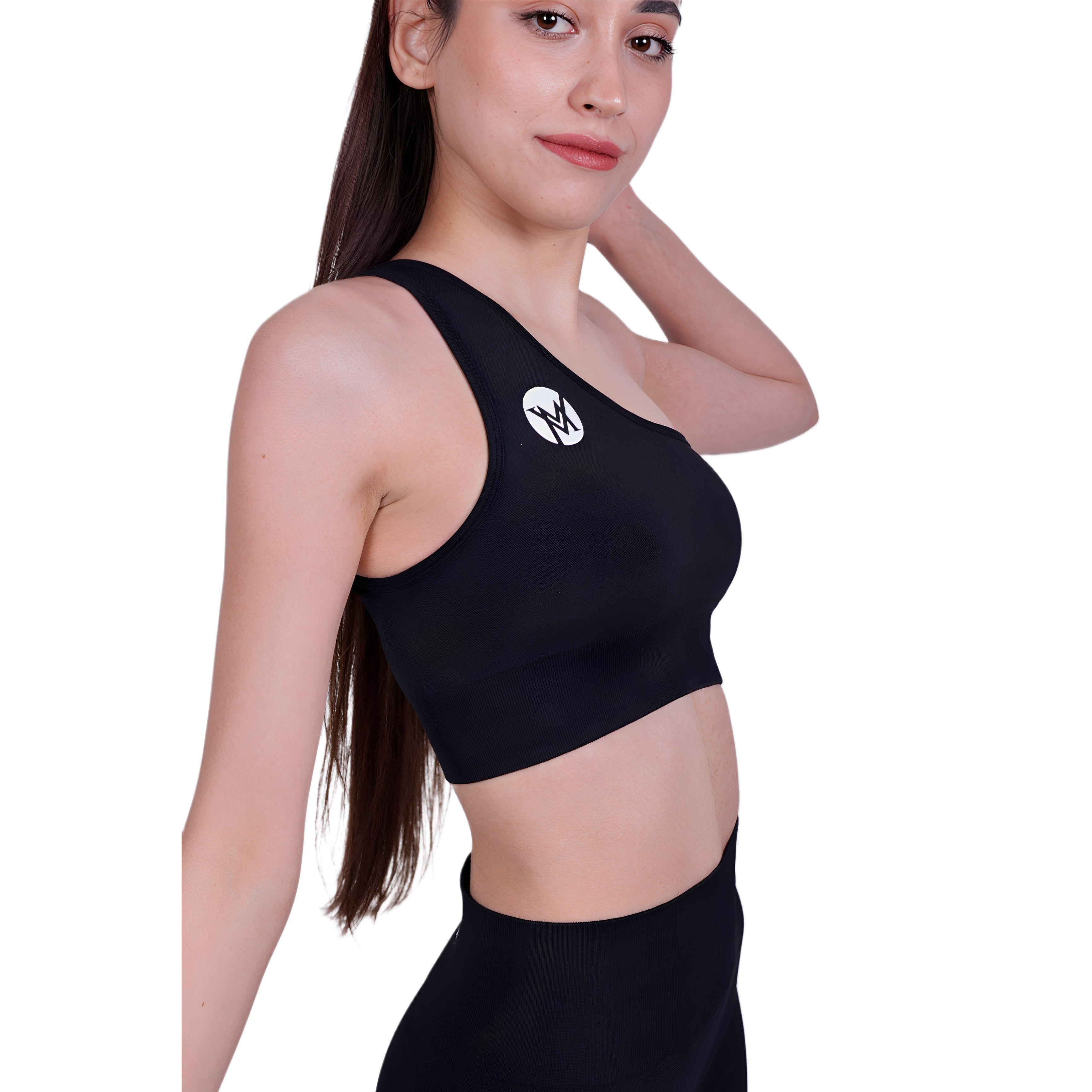 Sweat Scrunch™ One Shoulder Top Black – Asymmetrical & Stretch Fit