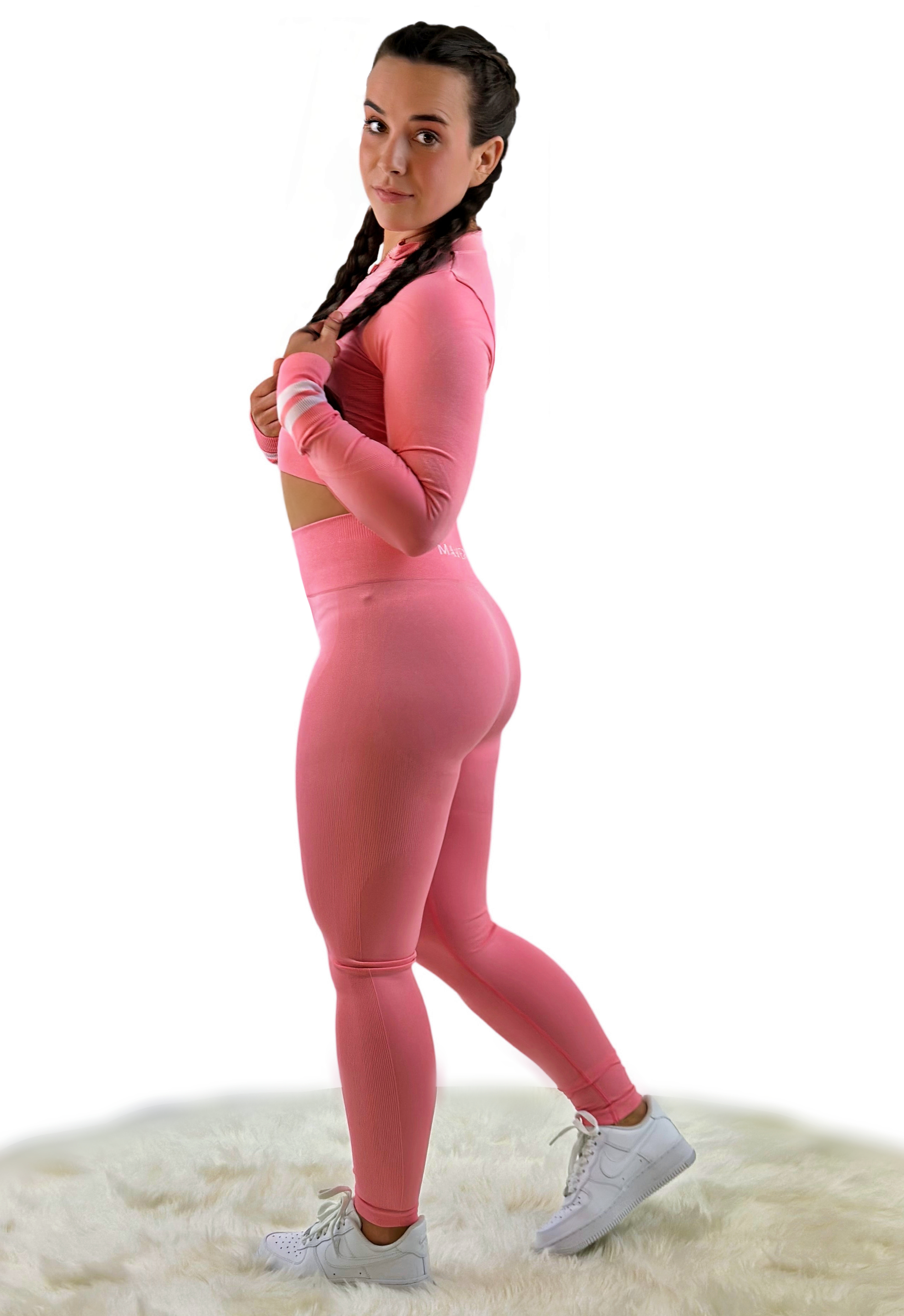 Smash Stripe Seamless Activewear Top – Light Pink | Sculpting for Yoga, Gym &amp; Everyday Wear