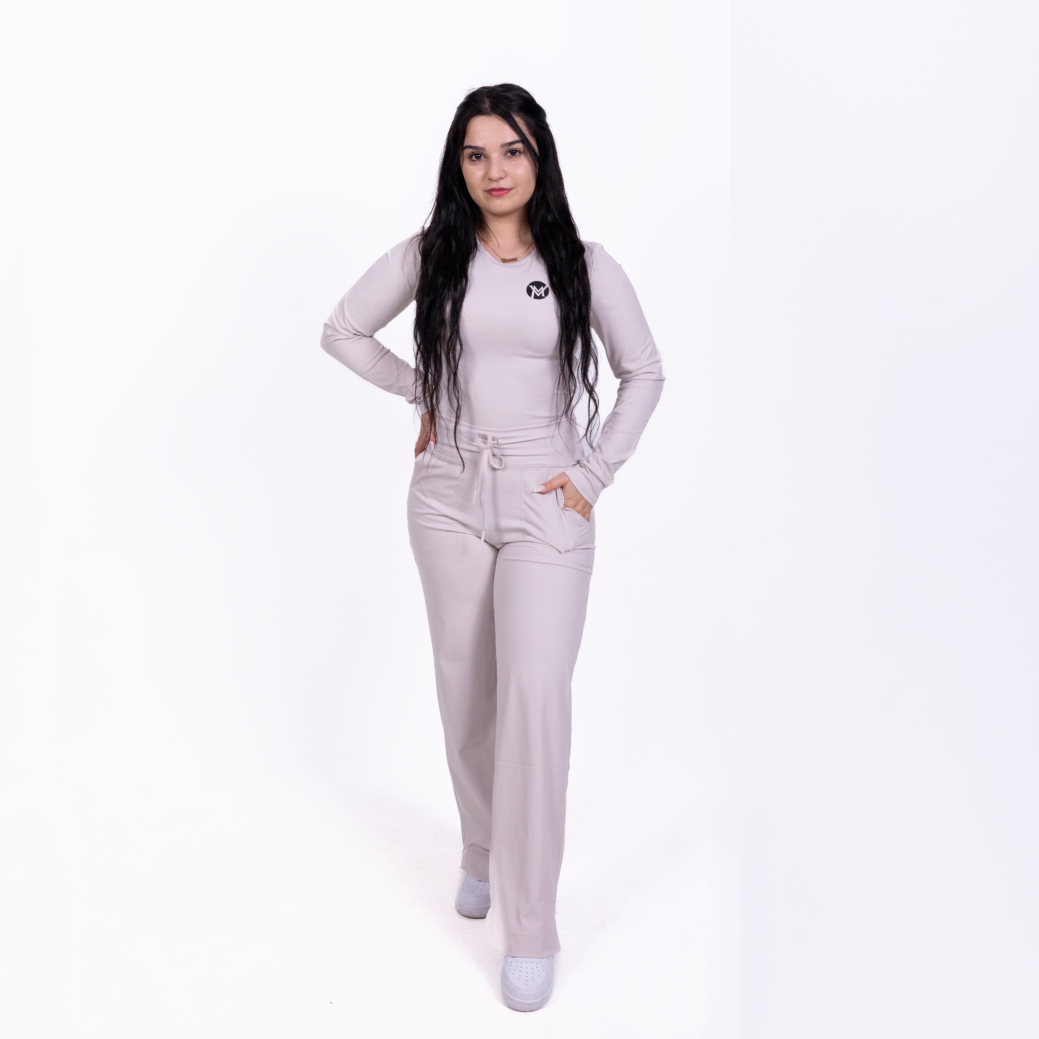 Flow Soul Activewear Top & Pants – Beige | Breathable, Sustainable & Luxe Fit for Yoga & Athleisure