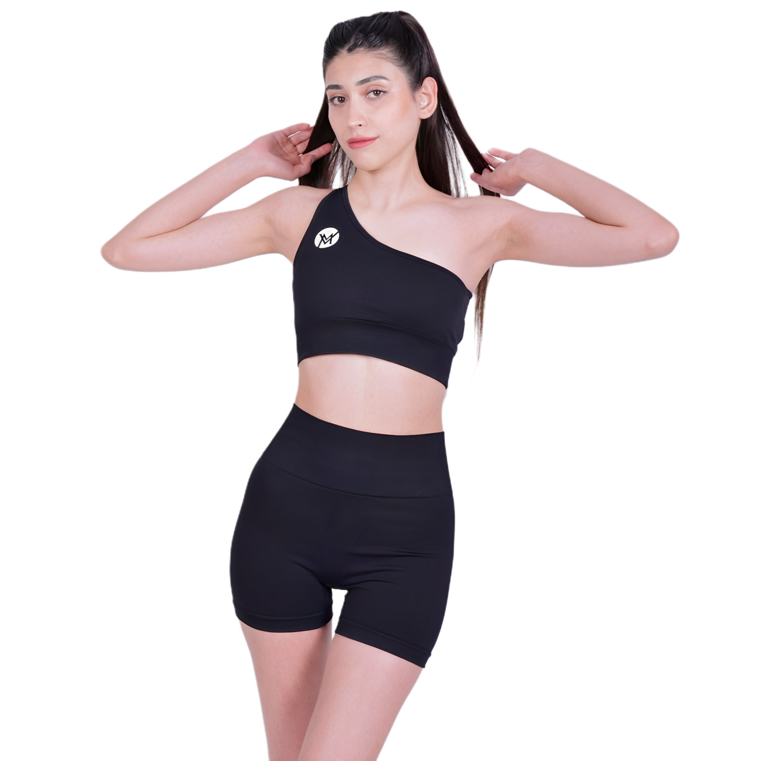 Sweat Scrunch™ One Shoulder Top Black – Asymmetrical & Stretch Fit