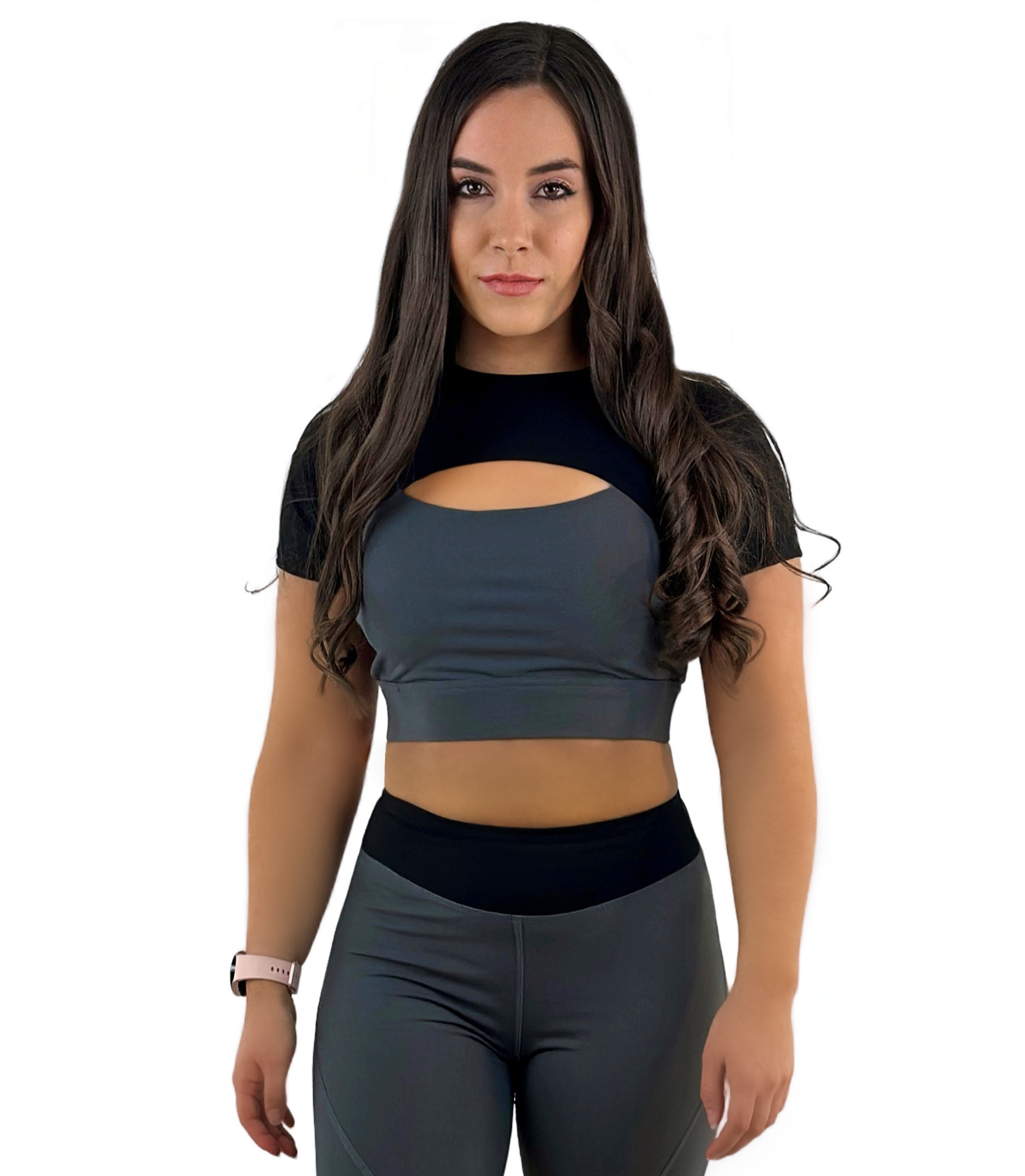 Rara Avis Activewear Top – Black Gray | Seamless, Sculpting &amp; Breathable for Yoga, Fitness &amp; Everyday Athleisure