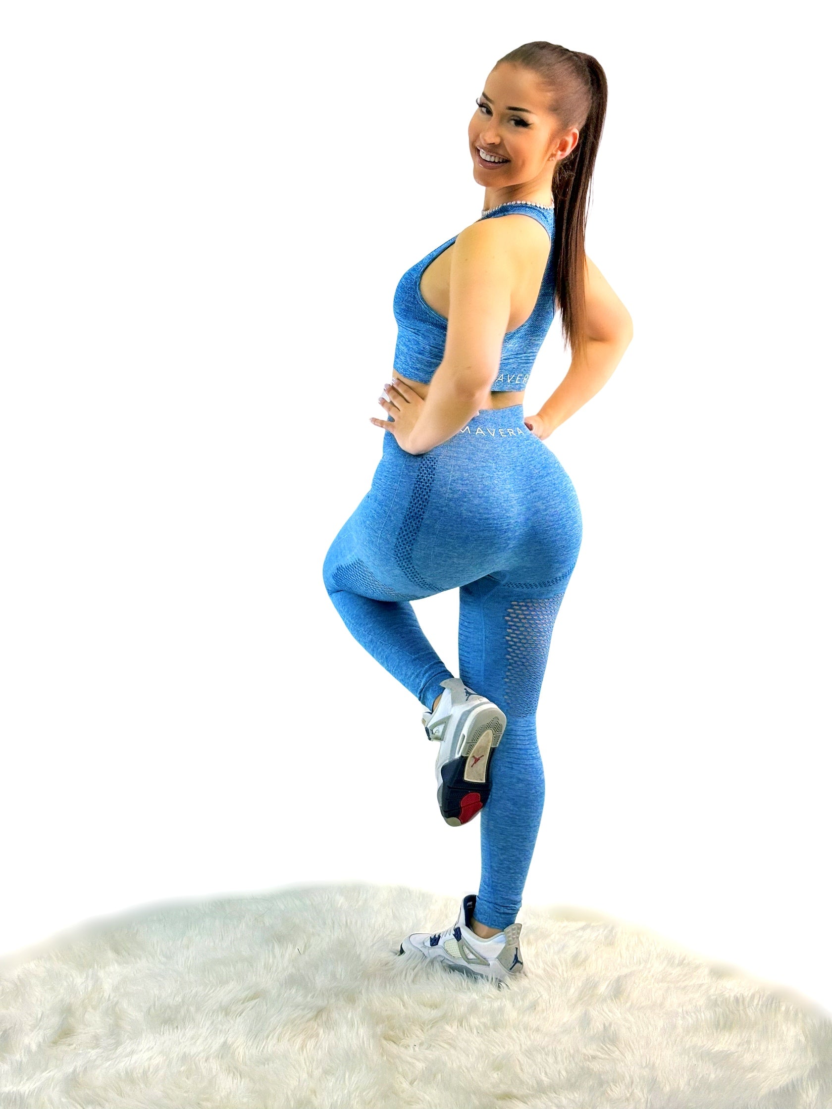 Fanatics Mesh Sport Leggings – Dark Blue | Seamless, sculpting leggings with breathable mesh for high-performance movement