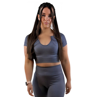 Stamina Sport Top – Gray | Sculpting, Sustainable Activewear for Elevated Performance & Effortless Style