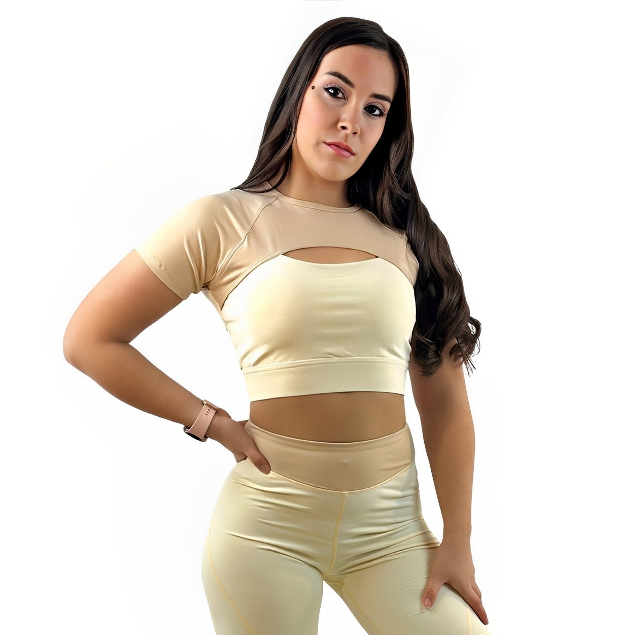 Rara Avis Activewear Top – Khaki | Seamless, Sculpting &amp; Breathable for Yoga, Fitness &amp; Everyday Athleisure