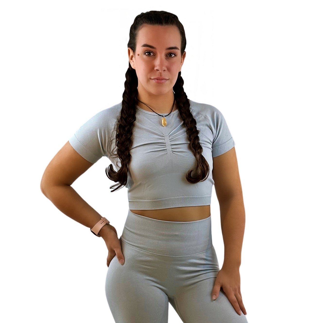 Borealis Activewear Top – Light Gray | Breathable, Antibacterial &amp; Four-Way Stretch for Women