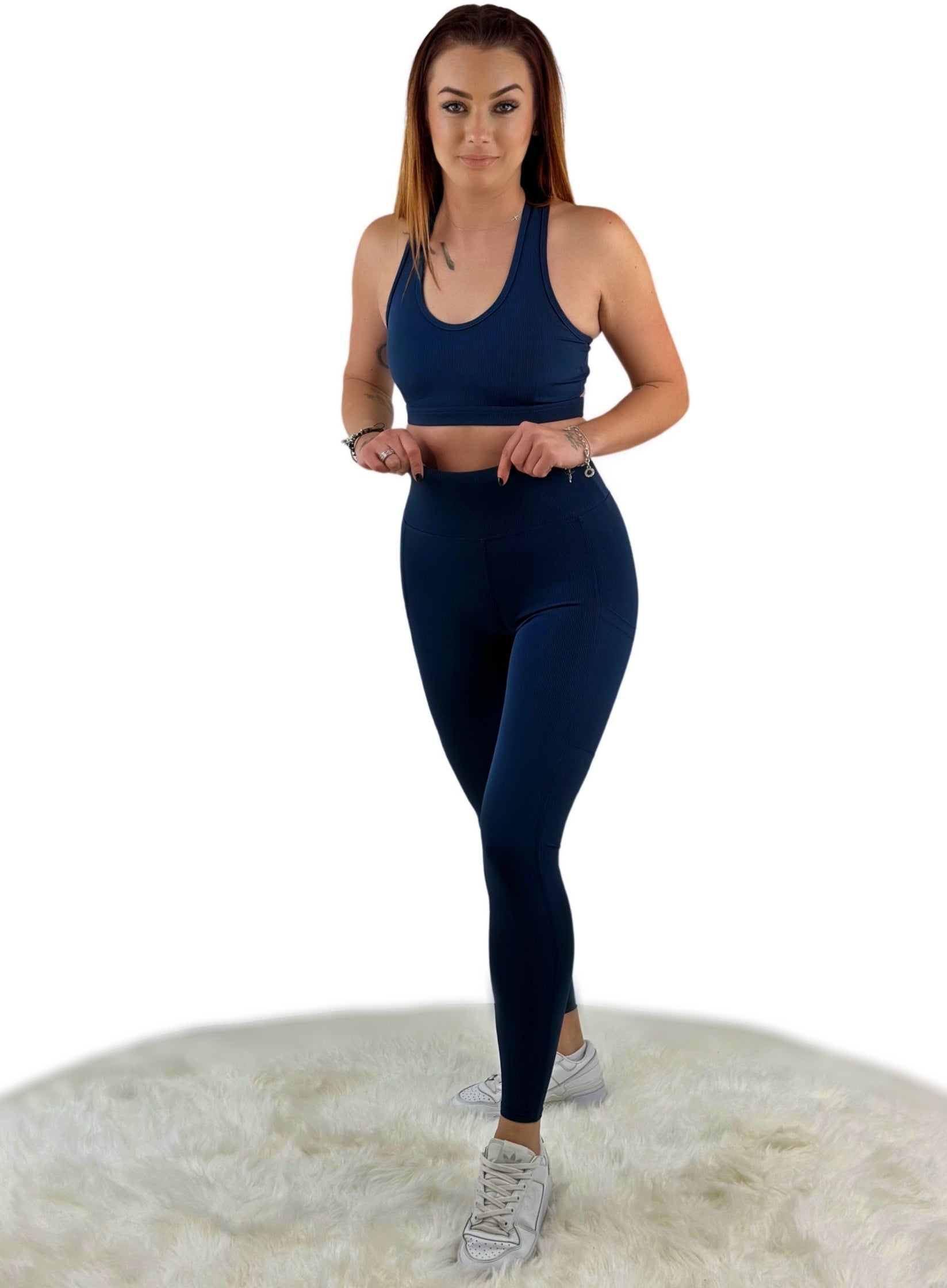 Shalina 3D Striped Seamless Legging – Sapphire Blue | Breathable, sculpting, and stylish