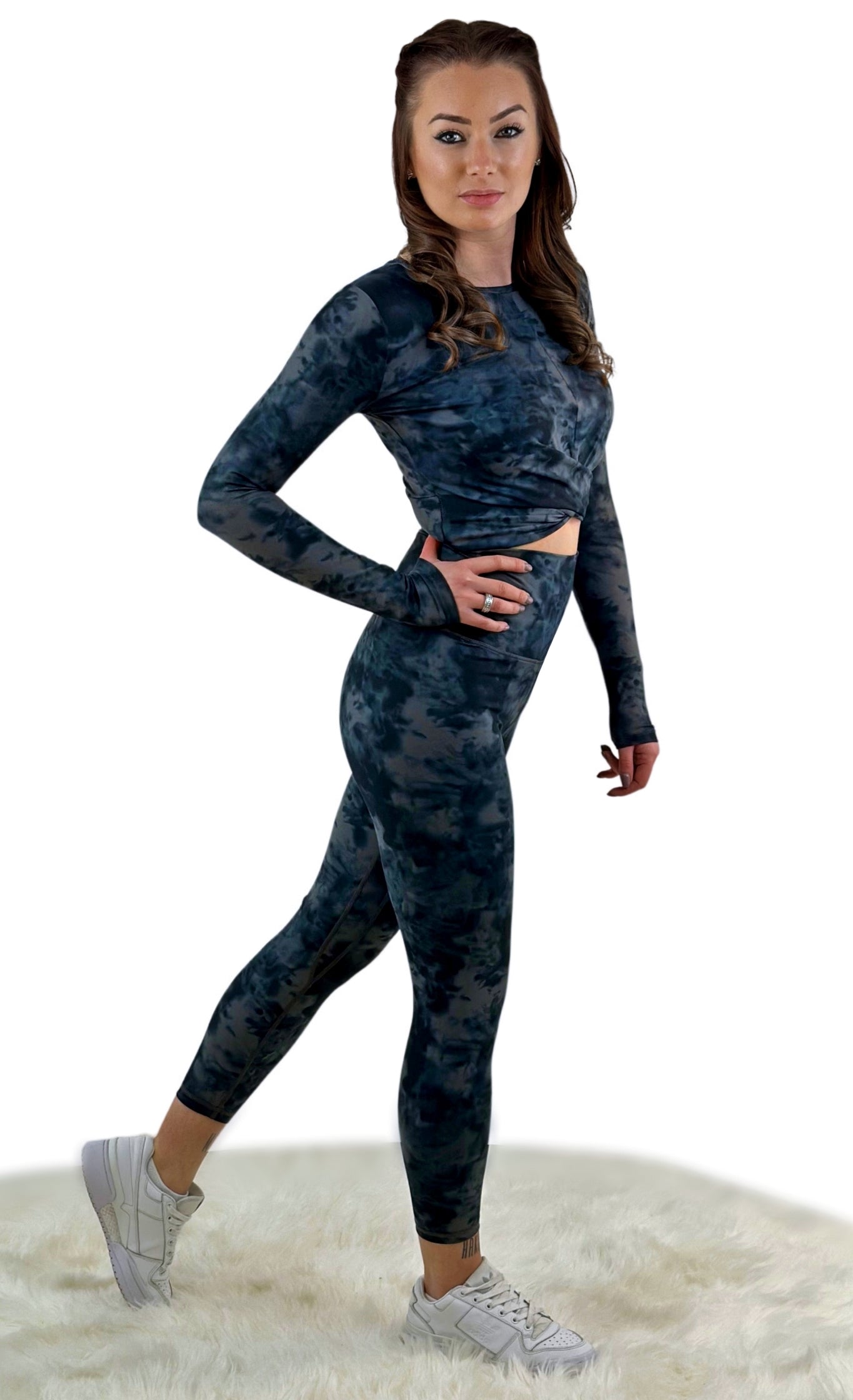 Smooth Tie-Dye Legging – Dark Gray | Seamless Performance Leggings with an Artistic Edge
