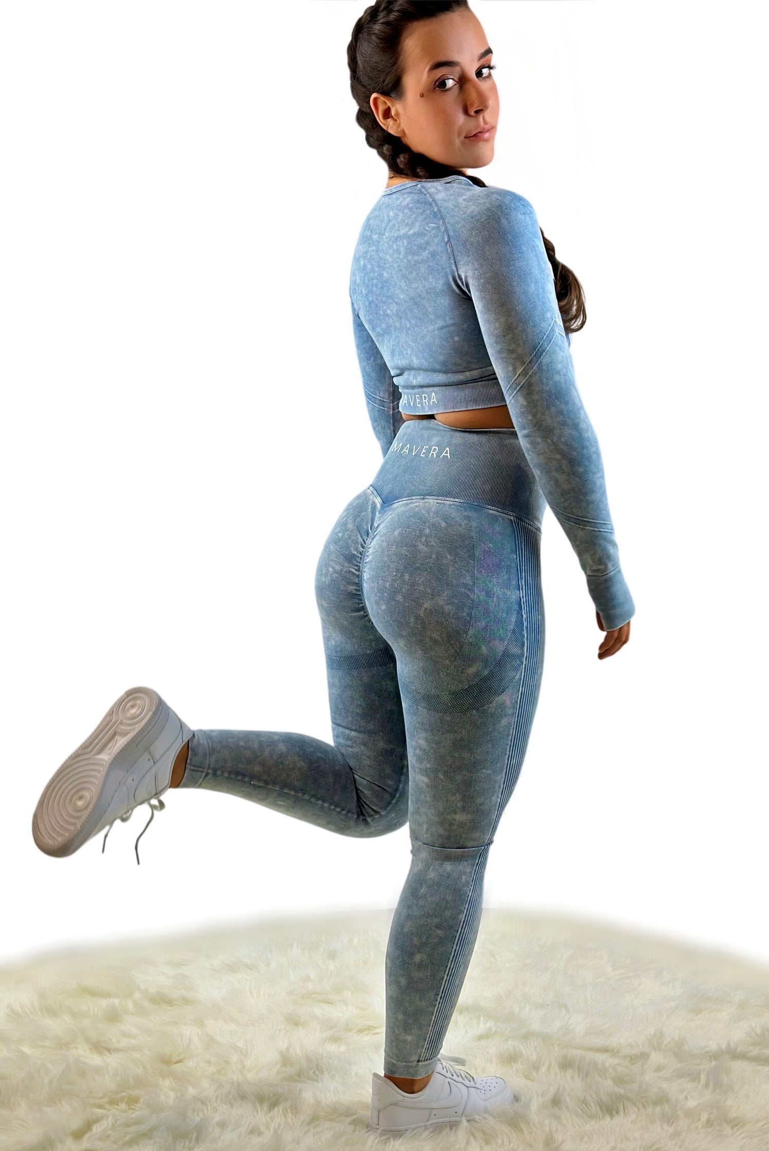 Nova Langarm-Top - Blue - Nahtlos und formend im Vintage Stil