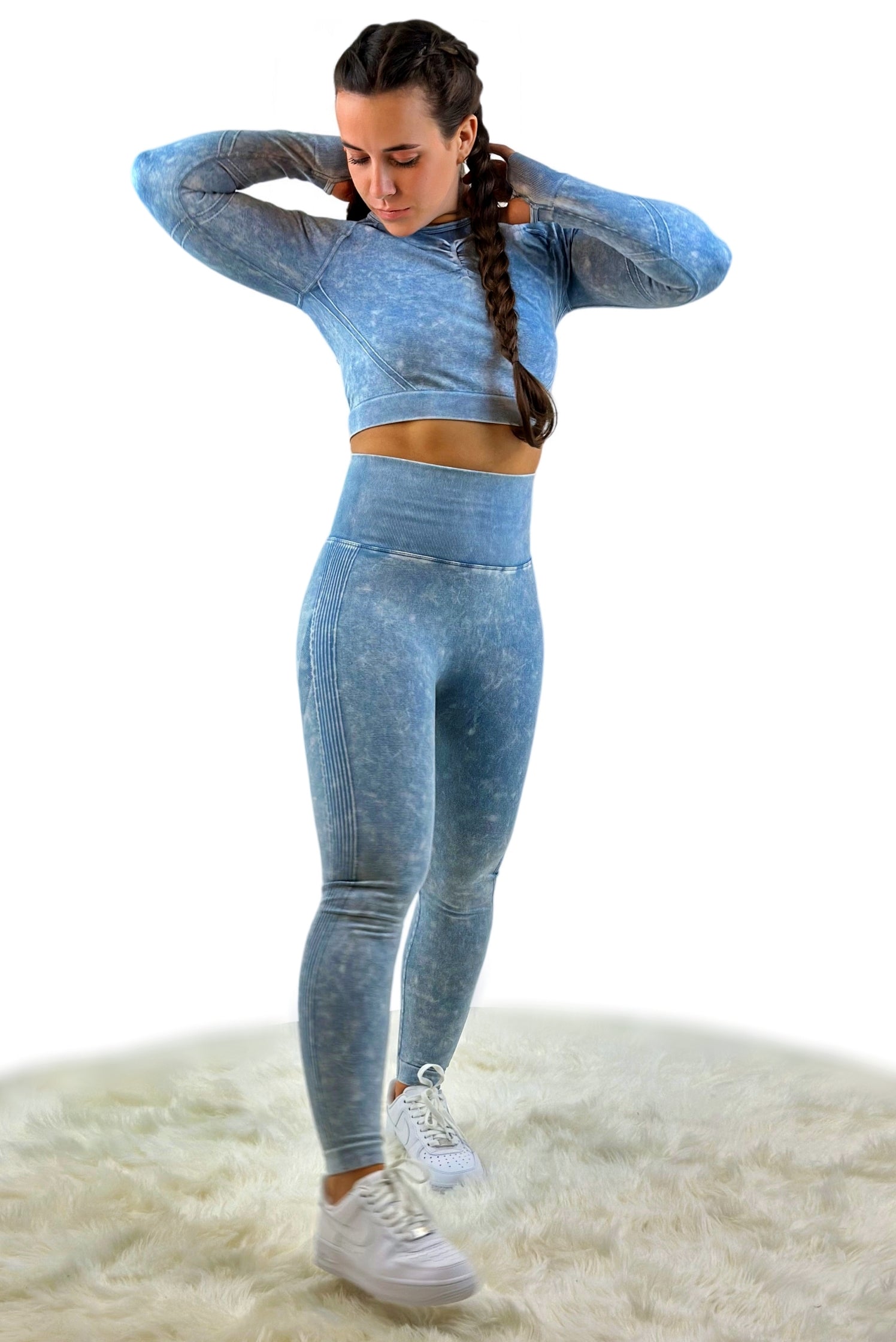 Nova Langarm-Top - Blue - Nahtlos und formend im Vintage Stil