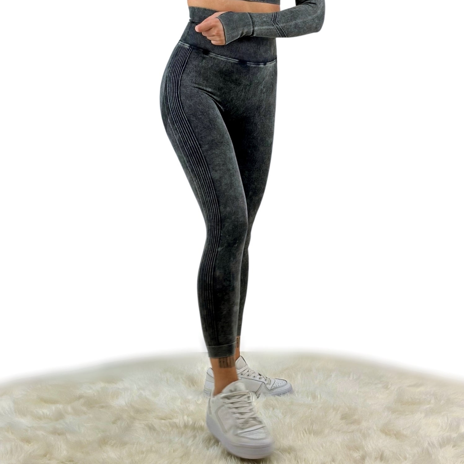Nova Washed Out Premium Legging – Dark Gray | Seamless, Sculpting Leggings with Vintage Finish &amp; Elite Performance