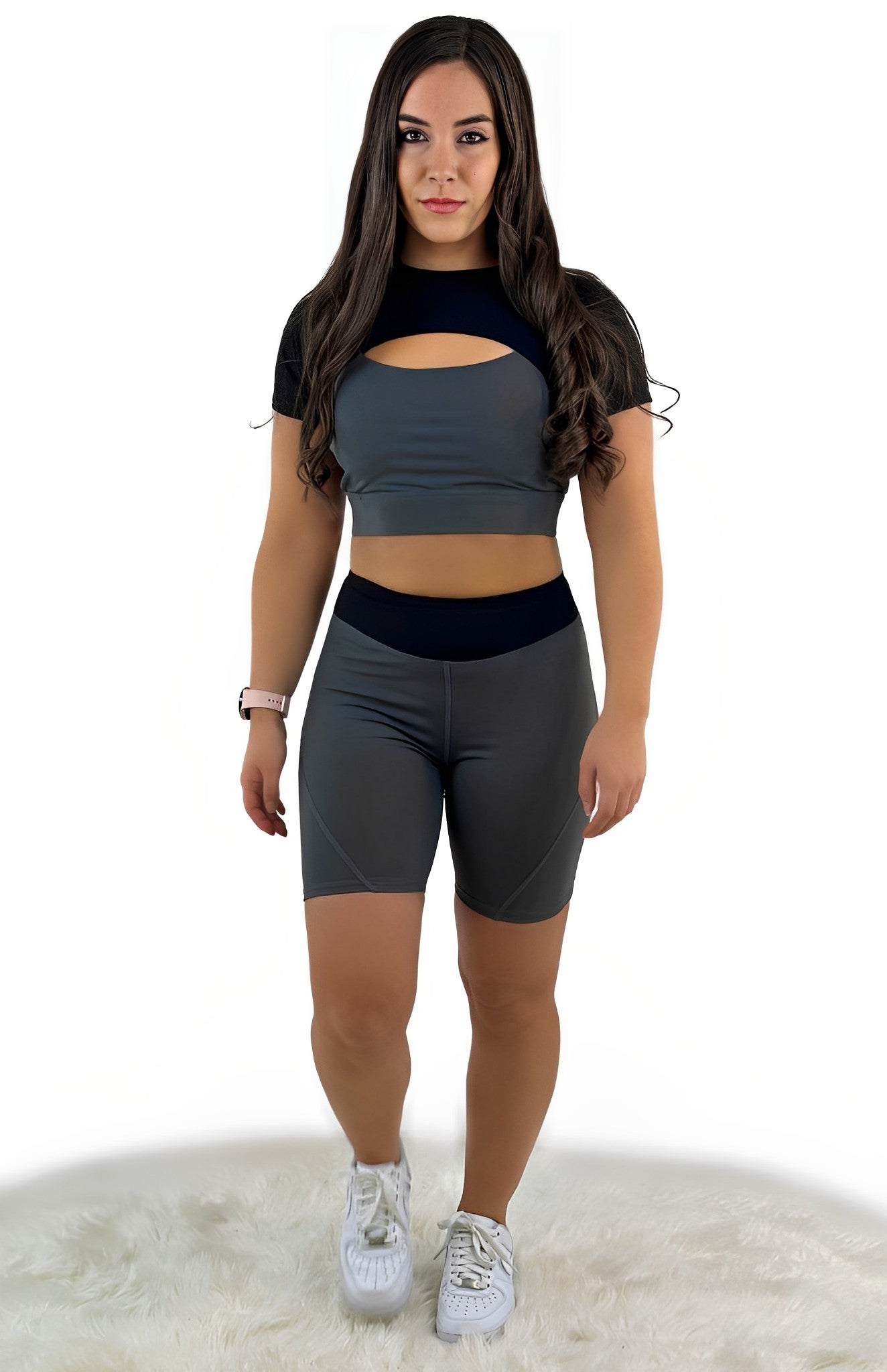 Rara Avis Activewear Top – Black Gray | Seamless, Sculpting &amp; Breathable for Yoga, Training &amp; Elevated Athleisure
