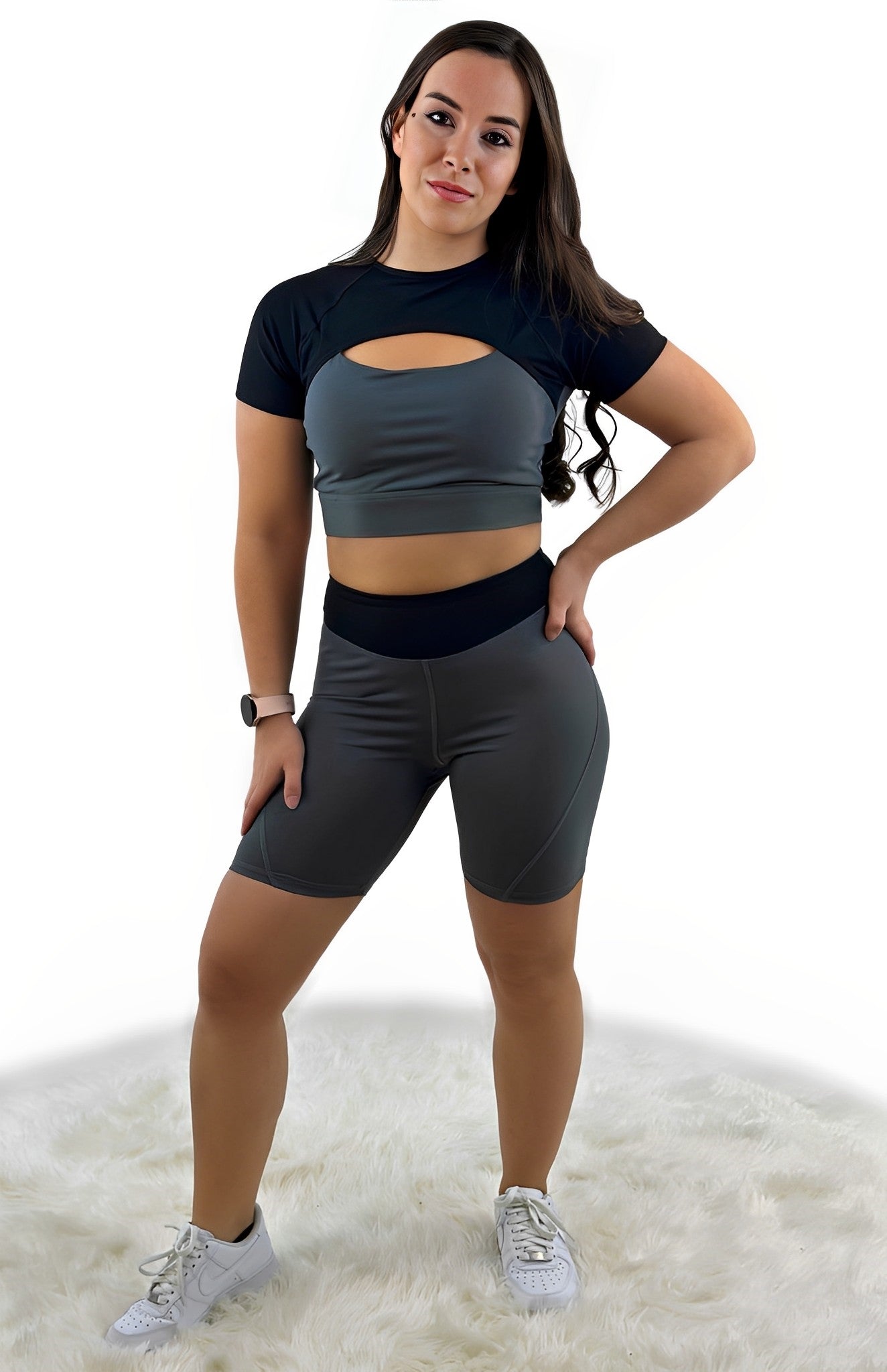 Rara Avis Activewear Top – Black Gray | Seamless, Sculpting &amp; Breathable for Yoga, Training &amp; Elevated Athleisure