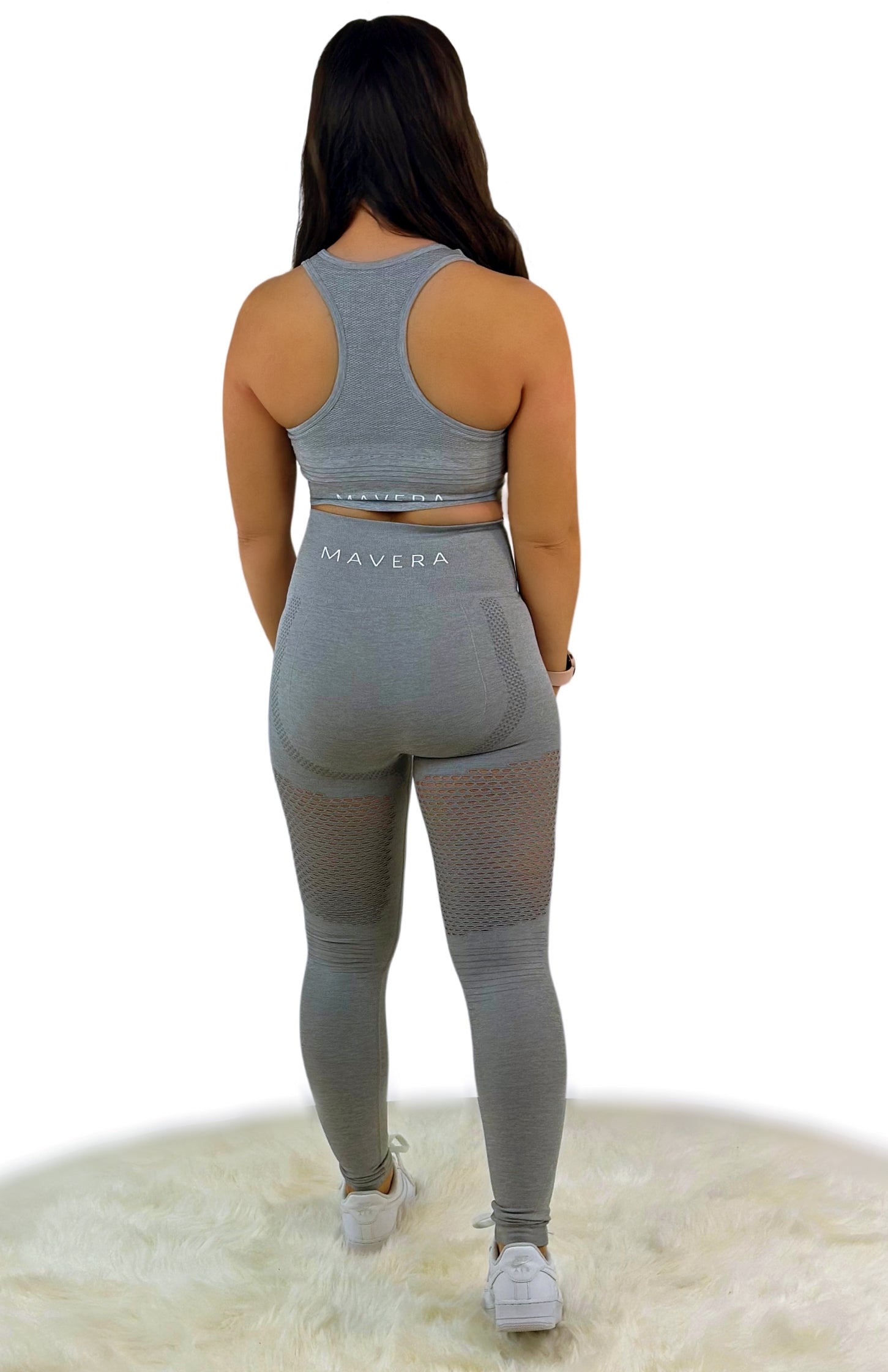 Fanatics Mesh Activewear Top – Light Gray | Seamless, breathable with sculpting fit and mesh panels