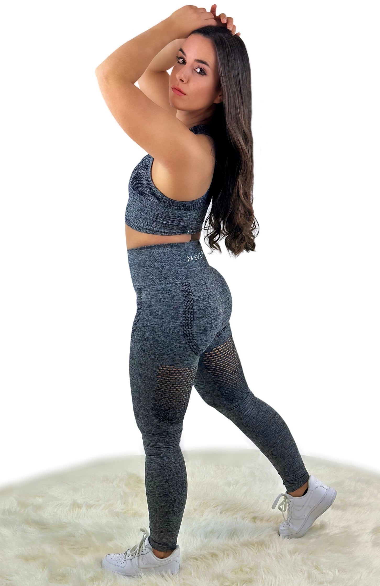 Fanatics Mesh Sport Leggings – Dark Gray | Sculpting, breathable activewear with mesh panels for performance and style