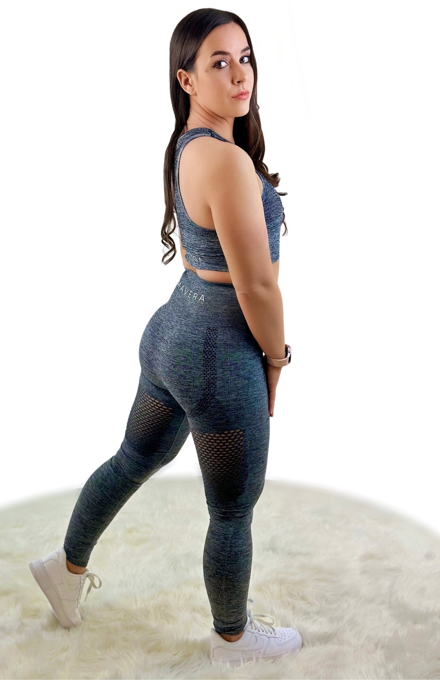 Fanatics Mesh Sport Leggings – Dark Gray | Sculpting, breathable activewear with mesh panels for performance and style