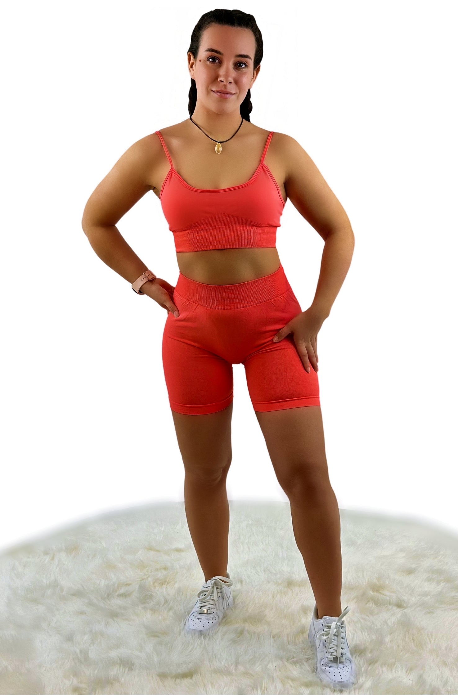 Fairy Dust Hip Lift Shorts – Radiant Orange | Seamless, sculpting activewear for confident, conscious movement