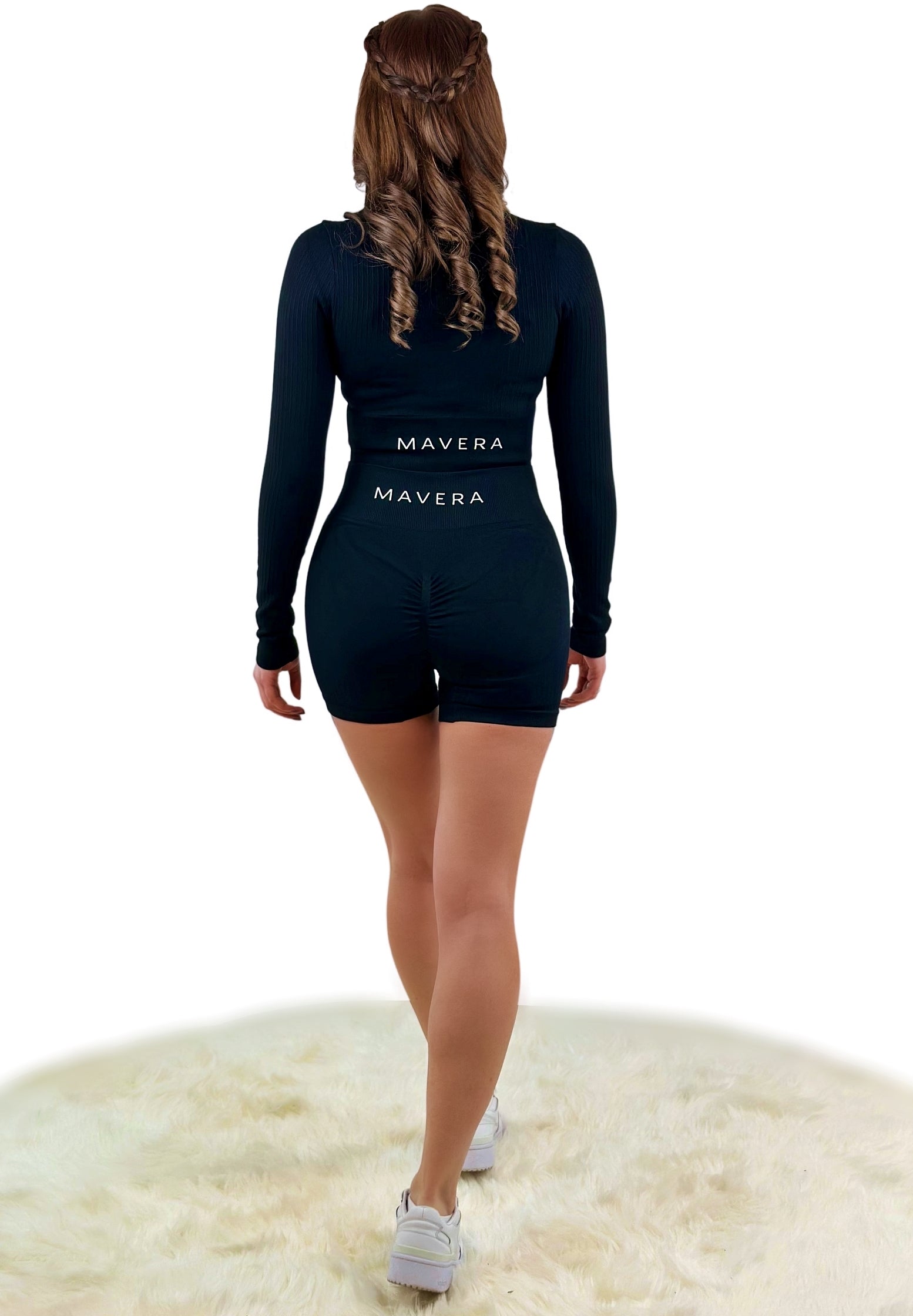 Tribute One Ribbed Short – Black | Seamless, sculpting biker shorts for fitness, yoga and athleisure