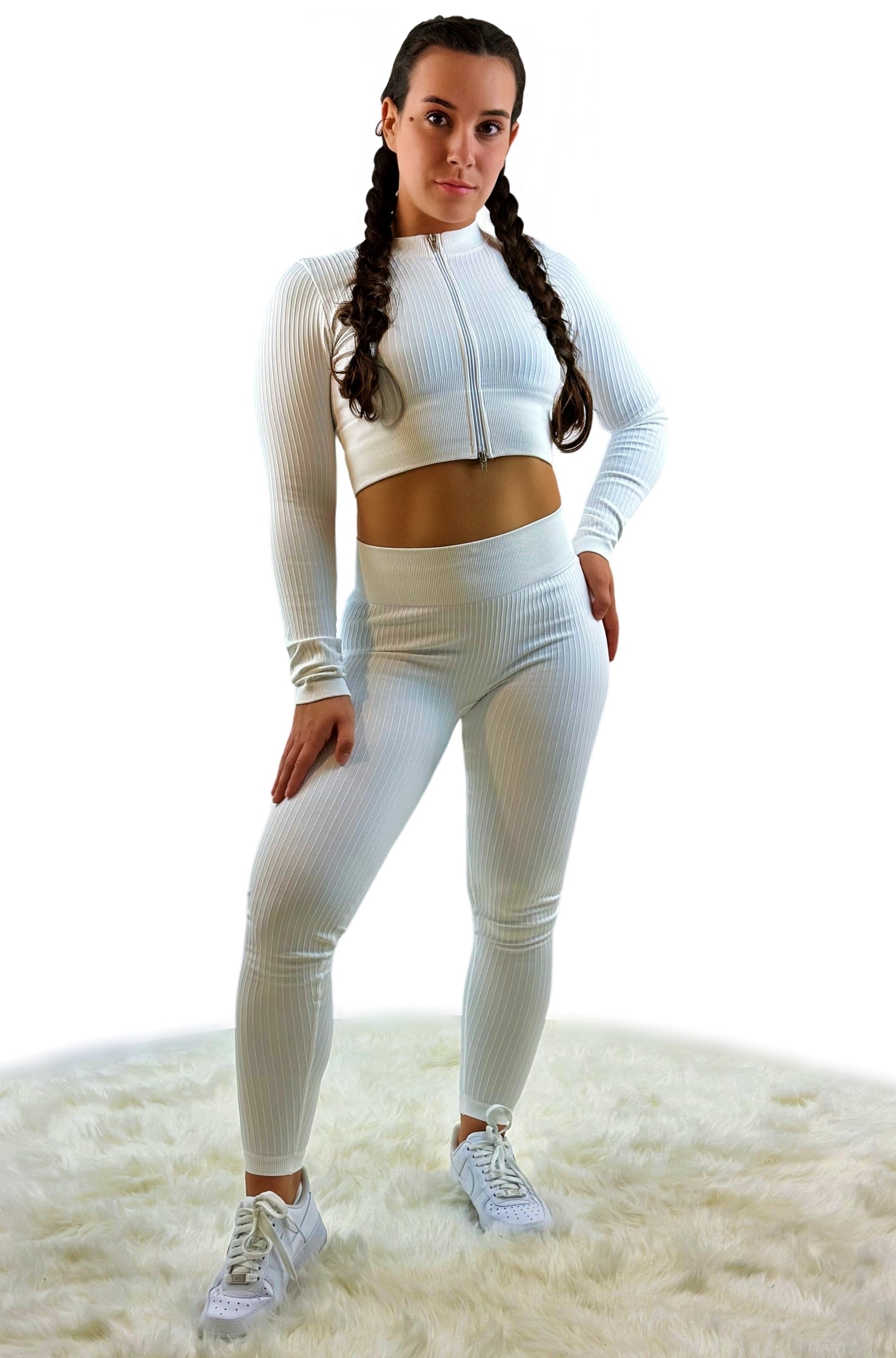 Tribute Ribbed Crop Top White - Dynamische Linien