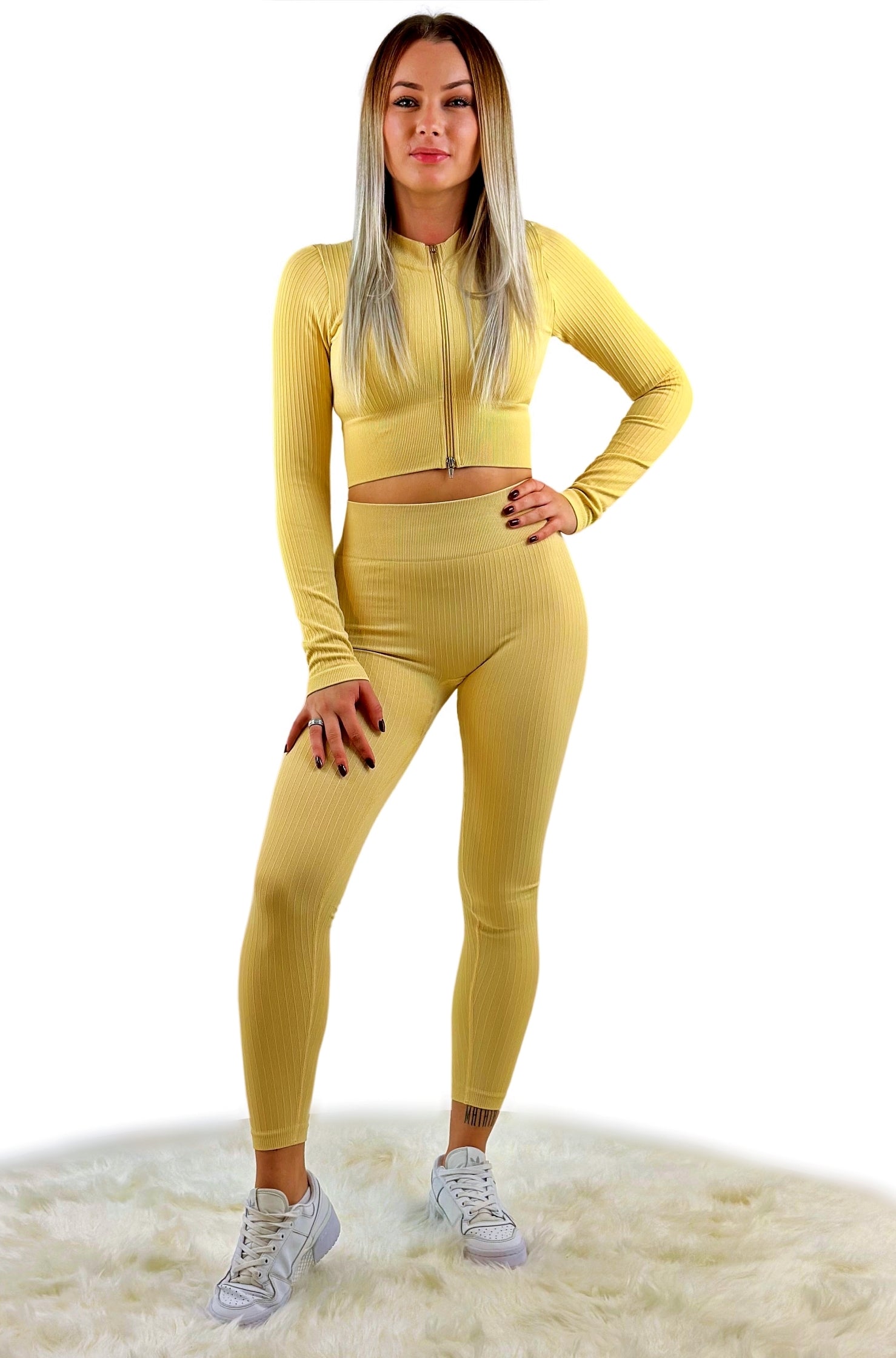 Tribute Ribbed Activewear Top – Khaki | Seamless, Sculpting Fit for Yoga, Fitness &amp; Athleisure Lovers