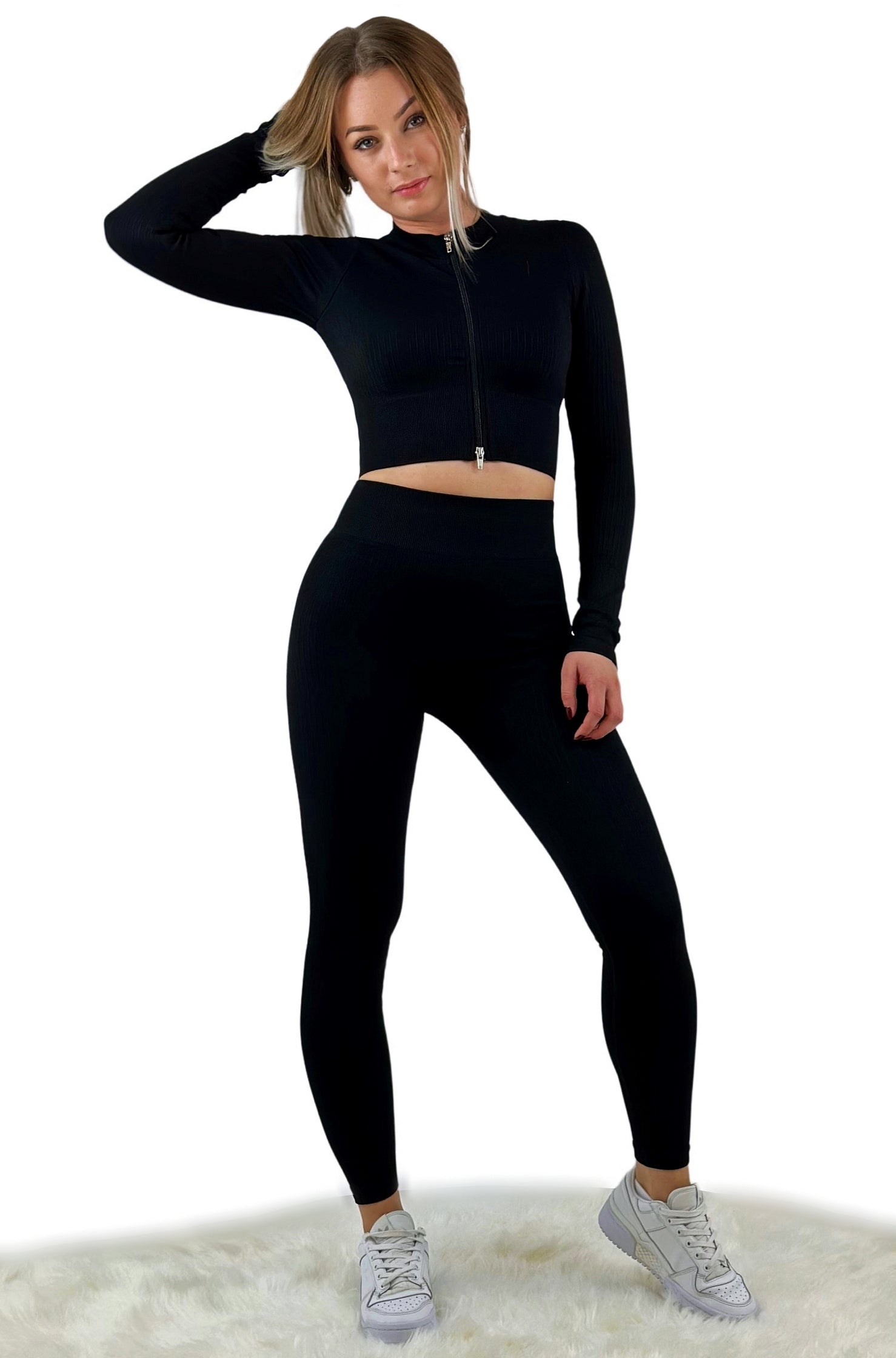 Tribute Ribbed Activewear Top – Black | Seamless, sculpting performance for yoga, fitness &amp; everyday athleisure