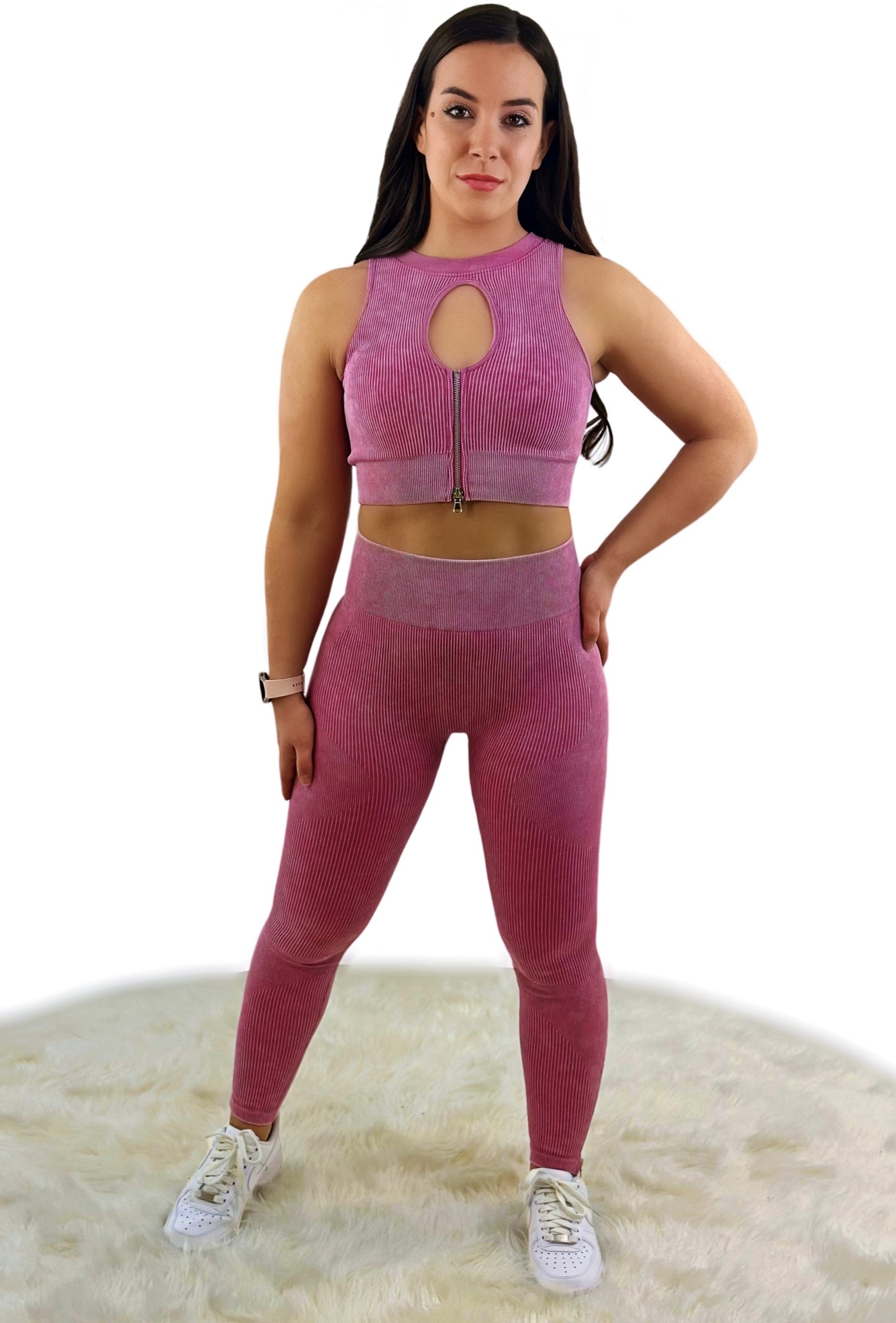 Eminence Legging - Wine Red - Luxuriöse, gerippte Struktur