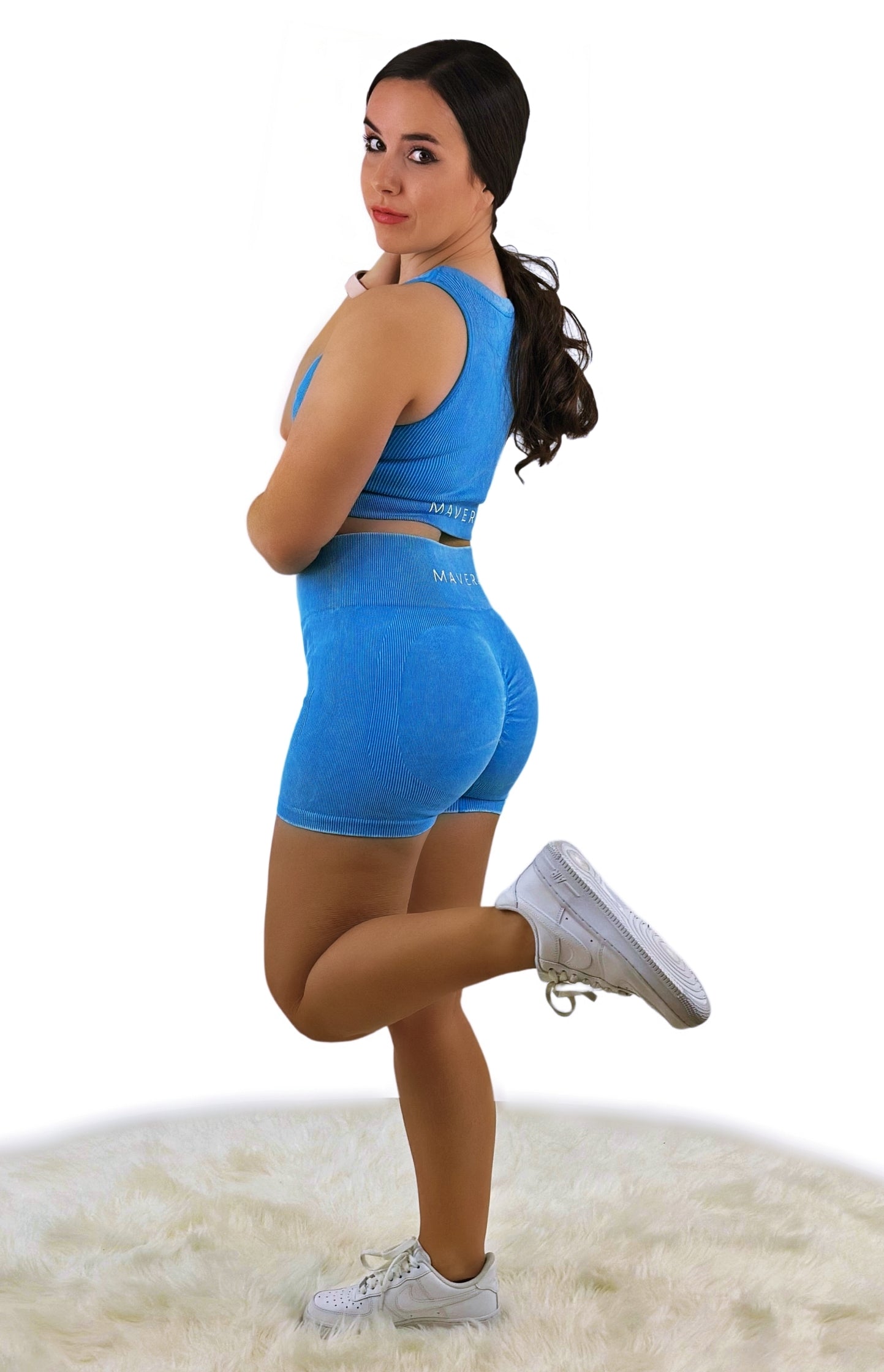 Eminence Solid Slim Shorts - Blue | Seamless, breathable activewear for women