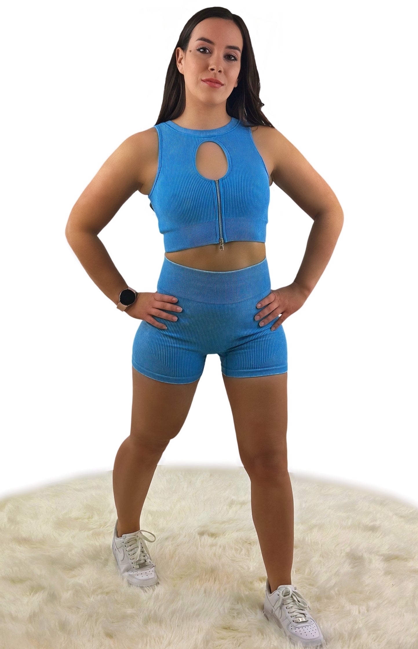 Eminence Solid Slim Shorts - Blue | Seamless, breathable activewear for women