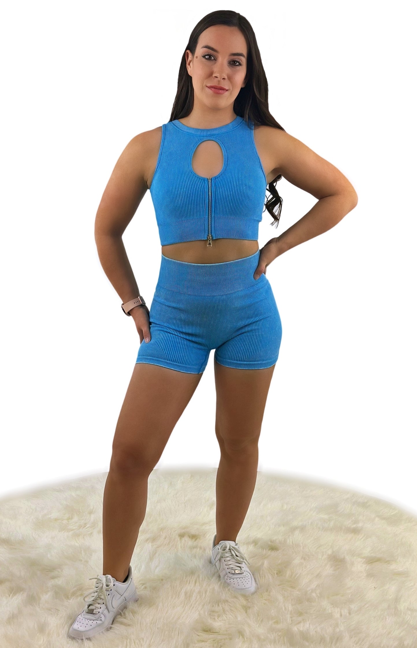 Eminence Solid Slim Shorts - Blue | Seamless, breathable activewear for women