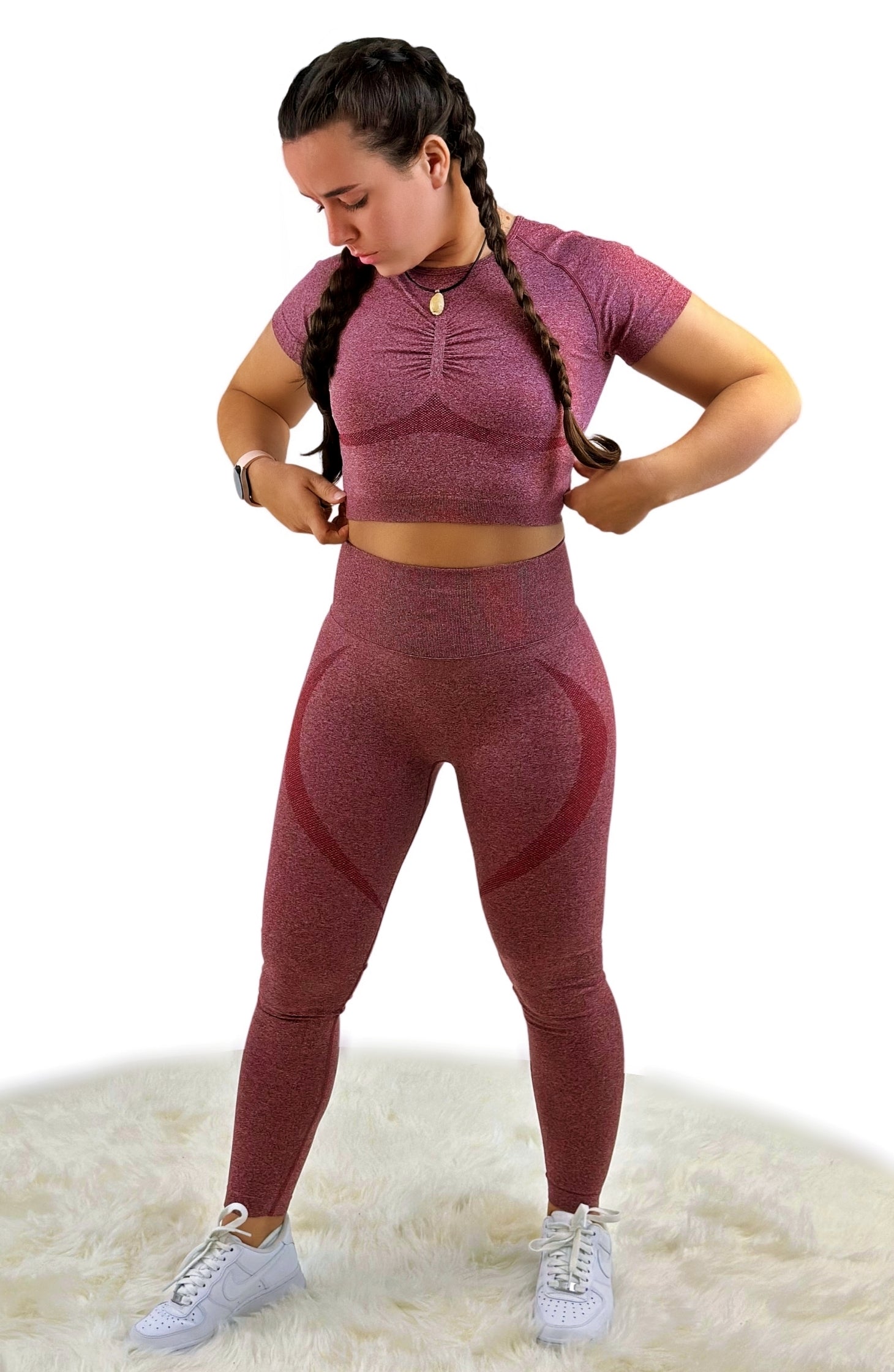 Borealis Luxe Activewear Top – Wine Red | Breathable, Flexible &amp; Sustainable for Women